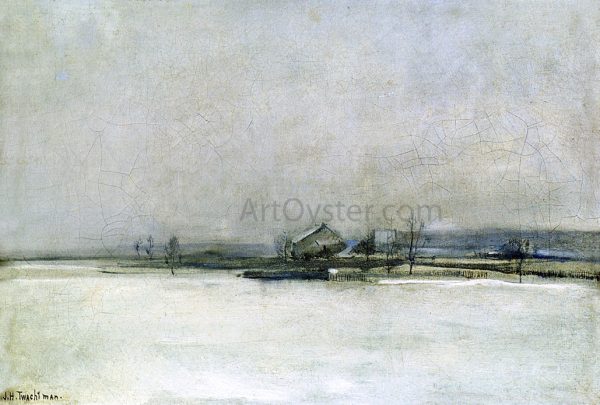 Winter Landscape with Barn by John Twachtman - Hand-Painted Oil Painting on Canvas Cheap