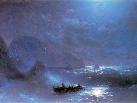 A Lunar Night on a Sea by Ivan Constantinovich Aivazovsky - Hand-Painted Oil Painting on Canvas Hot on Sale