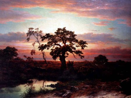 An Oak In An Extensive Coastal Landscape At Dusk Near Le Havre by Louwrens Hanedoes - Hand-Painted Oil Painting on Canvas For Discount