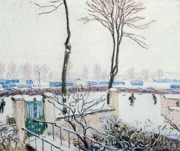 Approach to the Railway Station by Alfred Sisley - Hand-Painted Oil Painting on Canvas For Sale