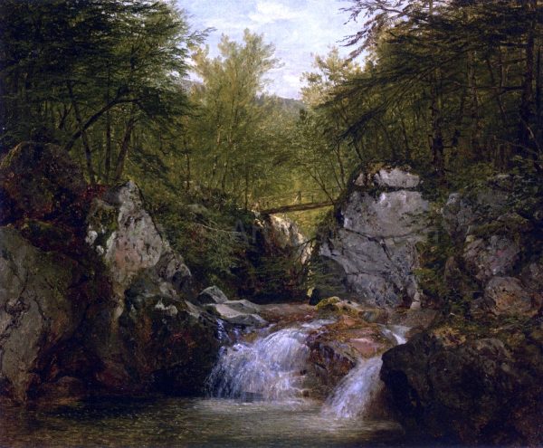 Bash Bish Falls by John Frederick Kensett - Hand-Painted Oil Painting on Canvas Online now