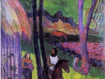 Cavalier devant la case by Paul Gauguin - Hand-Painted Oil Painting on Canvas Supply