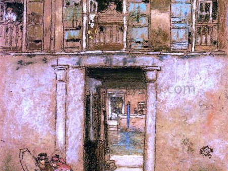 Courtyard and Canal by James McNeill Whistler - Hand-Painted Oil Painting on Canvas on Sale