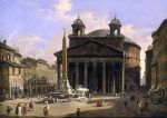 View of the Pantheon, Rome by Ippolito Caffi - Hand-Painted Oil Painting on Canvas Discount