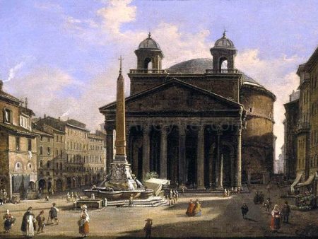 View of the Pantheon, Rome by Ippolito Caffi - Hand-Painted Oil Painting on Canvas Discount