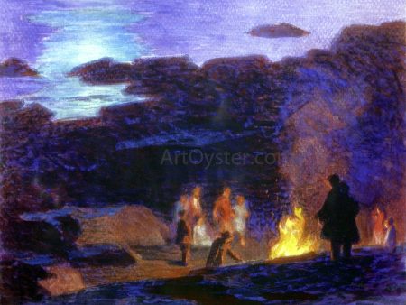 Campfire by Edward Potthast - Hand-Painted Oil Painting on Canvas on Sale