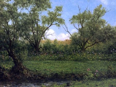 Asters in a Field (also known as Brookside) by Martin Johnson Heade - Hand-Painted Oil Painting on Canvas Online Hot Sale