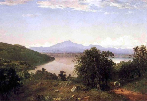 Camels Hump from the Western Shore of Lake Champlain by John Frederick Kensett - Hand-Painted Oil Painting on Canvas Hot on Sale