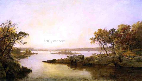 Afternoon at Greenwood Lake by Jasper Francis Cropsey - Hand-Painted Oil Painting on Canvas Online Hot Sale