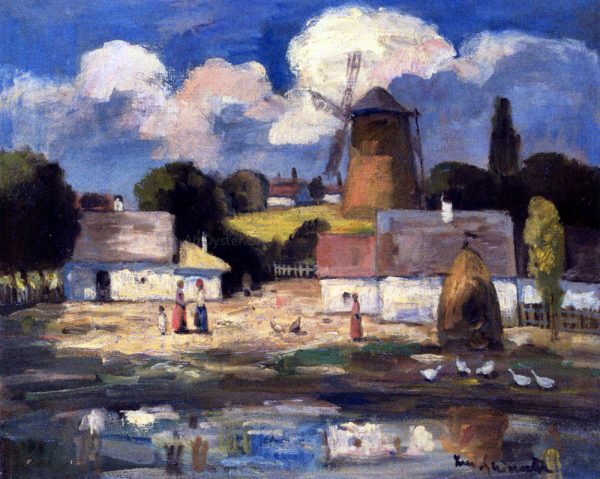 A Village Scene by Bela Ivanyi-Grunwald - Hand-Painted Oil Painting on Canvas Online Hot Sale