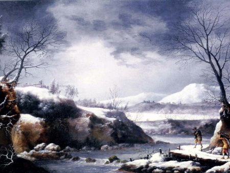 A Winter Landscape With Travellers On A Path by Francesco Foschi - Hand-Painted Oil Painting on Canvas Cheap