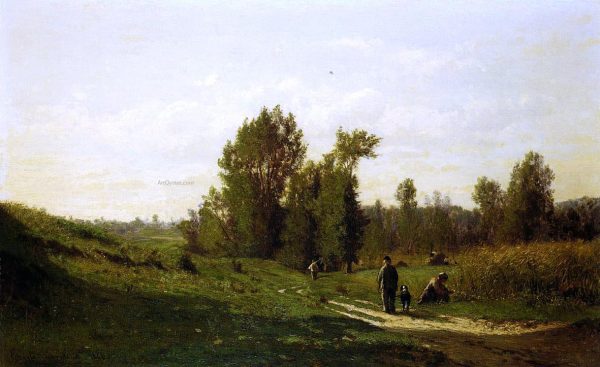 Chemin d Ezeuville, pres d Ecouen by Emile Charles Lambinet - Hand-Painted Oil Painting on Canvas Online Hot Sale