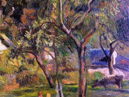 Children in the Pasture (also known as Orchard below Bihorel Church) by Paul Gauguin - Hand-Painted Oil Painting on Canvas For Sale