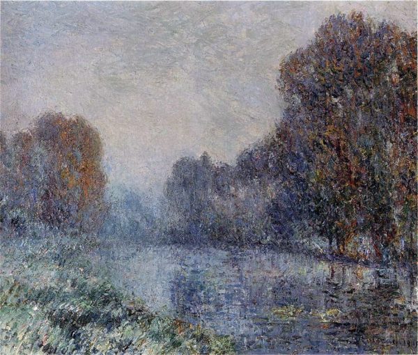 By the Eure River - Hoarfrost by Gustave Loiseau - Hand-Painted Oil Painting on Canvas For Cheap