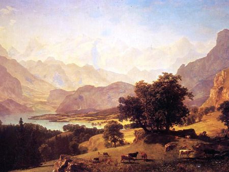 Bernese Alps, as Seen near Kusmach by Albert Bierstadt - Hand-Painted Oil Painting on Canvas Cheap