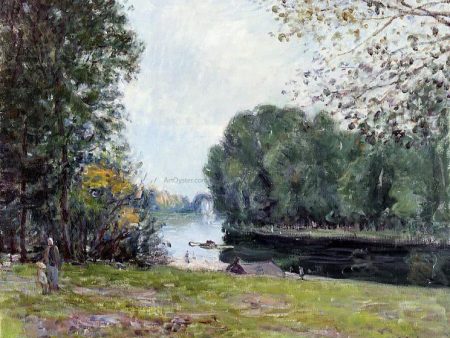 A Turn of the River Loing, Summer by Alfred Sisley - Hand-Painted Oil Painting on Canvas Fashion