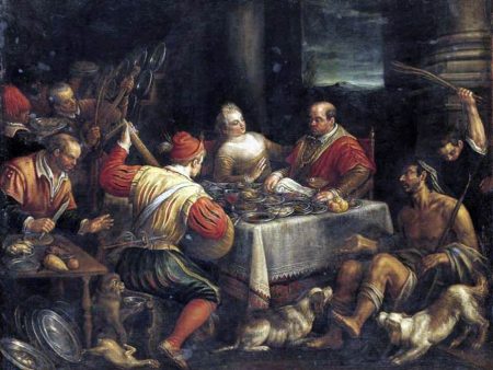 Banquet Scene by Leandro Bassano - Hand-Painted Oil Painting on Canvas Cheap