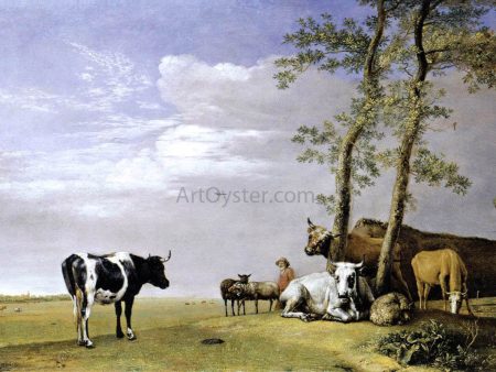 A Husbandman with His Herd by Paulus Potter - Hand-Painted Oil Painting on Canvas on Sale