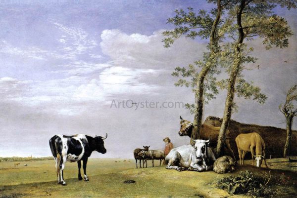 A Husbandman with His Herd by Paulus Potter - Hand-Painted Oil Painting on Canvas on Sale