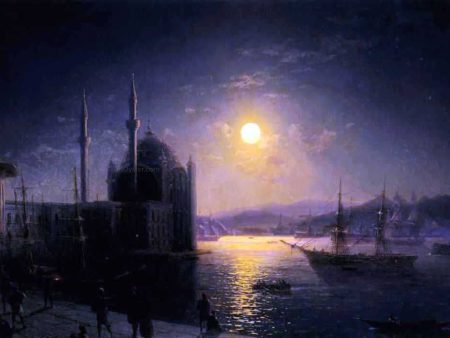 A Lunar Night on the Bosphorus by Ivan Constantinovich Aivazovsky - Hand-Painted Oil Painting on Canvas Supply