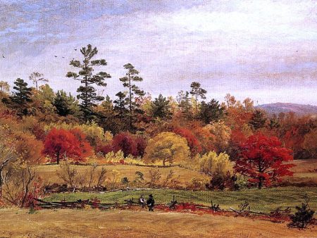 Conversation at the Fence by Jasper Francis Cropsey - Hand-Painted Oil Painting on Canvas For Sale