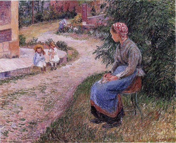 A Servant Seated in the Garden at Eragny by Camille Pissarro - Hand-Painted Oil Painting on Canvas Fashion