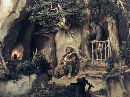 A Player with a Hermit by Moritz Von Schwind - Hand-Painted Oil Painting on Canvas Online Sale