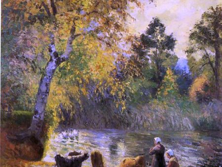 Autumn, Montfoucault Pond by Camille Pissarro - Hand-Painted Oil Painting on Canvas For Cheap