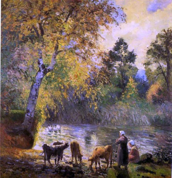 Autumn, Montfoucault Pond by Camille Pissarro - Hand-Painted Oil Painting on Canvas For Cheap