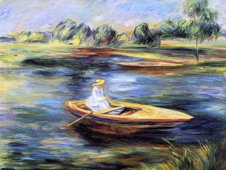 Young Woman Seated in a Rowboat by Pierre Auguste Renoir - Hand-Painted Oil Painting on Canvas For Discount