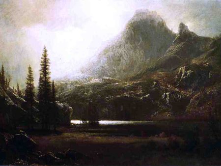 By a Mountain Lake by Albert Bierstadt - Hand-Painted Oil Painting on Canvas Discount