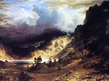 A Storm in the Rocky Mountains by Albert Bierstadt - Hand-Painted Oil Painting on Canvas Sale