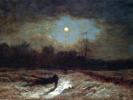 Christmas Eve (also known as Winter Moonlight) by George Inness - Hand-Painted Oil Painting on Canvas For Discount