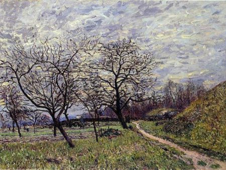 Between Veneux and By - December Morning by Alfred Sisley - Hand-Painted Oil Painting on Canvas Fashion