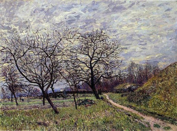 Between Veneux and By - December Morning by Alfred Sisley - Hand-Painted Oil Painting on Canvas Fashion