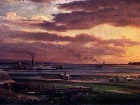 Buffalo Harbor from the Foot of Porter Avenue by Lars Gustaf Sellstedt - Hand-Painted Oil Painting on Canvas Hot on Sale