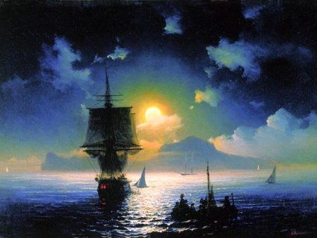 A Lunar Night on Capri by Ivan Constantinovich Aivazovsky - Hand-Painted Oil Painting on Canvas For Discount