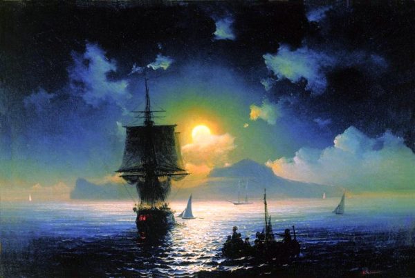 A Lunar Night on Capri by Ivan Constantinovich Aivazovsky - Hand-Painted Oil Painting on Canvas For Discount