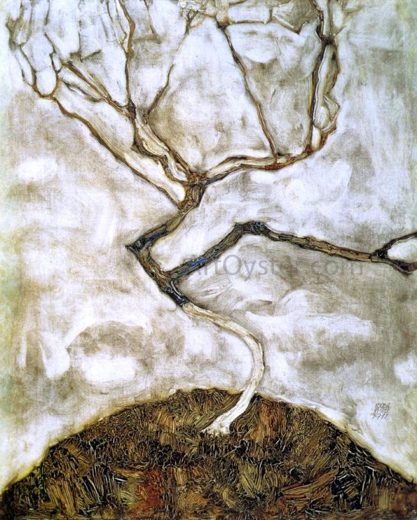 A Tree in Late Autumn by Egon Schiele - Hand-Painted Oil Painting on Canvas Online Sale