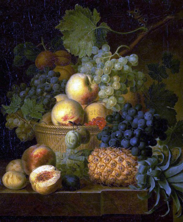 Basket of Fruit by Jan Frans Van Dael - Hand-Painted Oil Painting on Canvas Hot on Sale