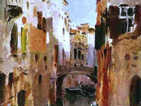 A Canal in Venice, Sketch by Isaac Ilich Levitan - Hand-Painted Oil Painting on Canvas Discount