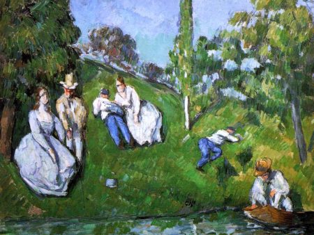 Couples Relaxing by a Pond by Paul Cezanne - Hand-Painted Oil Painting on Canvas Online Sale