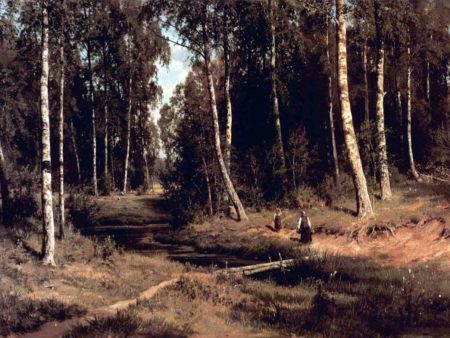 Brook in a birch grove by Ivan Ivanovich Shishkin - Hand-Painted Oil Painting on Canvas For Discount