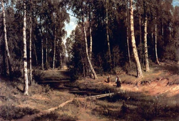 Brook in a birch grove by Ivan Ivanovich Shishkin - Hand-Painted Oil Painting on Canvas For Discount