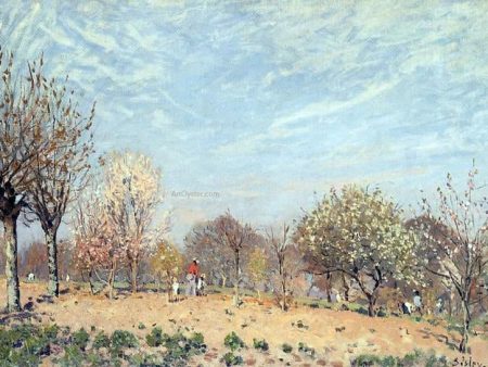 Apple Trees in Flower, Spring Morning (also known as Pommiers en Fleurs - Louveciennes) by Alfred Sisley - Hand-Painted Oil Painting on Canvas For Sale