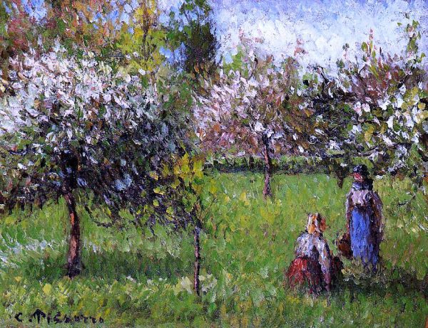 Apple Blossoms, Eragny by Camille Pissarro - Hand-Painted Oil Painting on Canvas Hot on Sale