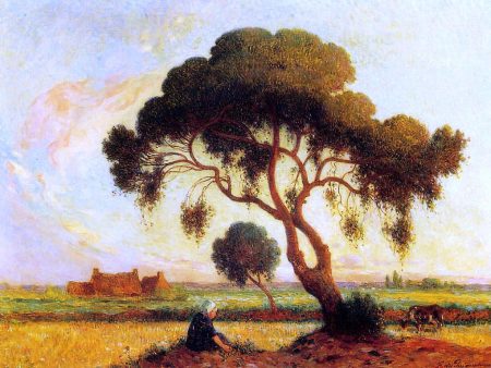 Breton Woman Seated under a Large Tree by Ferdinand Du Puigaudeau - Hand-Painted Oil Painting on Canvas Online Hot Sale