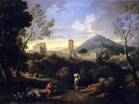 Classical Landscape with Figures by Jan Frans Van Bloemen - Hand-Painted Oil Painting on Canvas Cheap