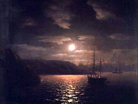 A Lunar Night on the Black Sea by Ivan Constantinovich Aivazovsky - Hand-Painted Oil Painting on Canvas on Sale