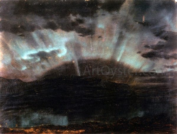 Aurora Borealis, Mt. Desert Island, from Bar Harbor, Maine by Frederic Edwin Church - Hand-Painted Oil Painting on Canvas Online now